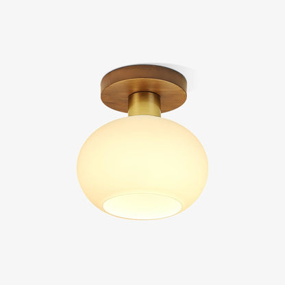Modern Wood Solid Semi-Flush Ceiling Light 1-Light