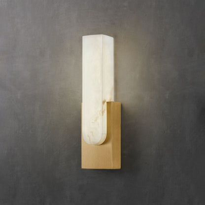Modern Alabaster-Effect Brass Wall Sconce LED 1-Light