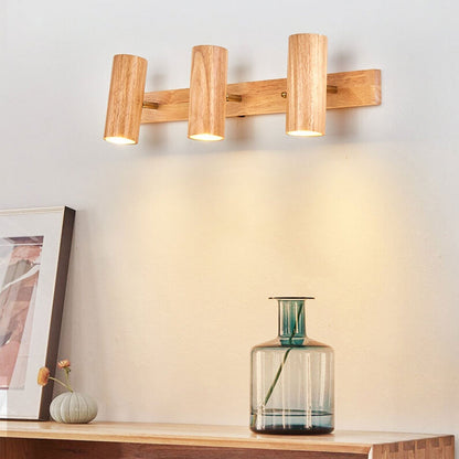 Contemporary Wooden Cylinder LED Wall Light | 1-Light