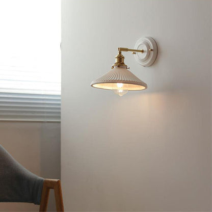 Vintage Japanese Ceramic Brass 1-Light Wall Light
