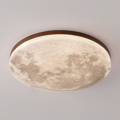 Scandinavian Wood & Pvc Round LED Flush Mount Ceiling Light 1-light