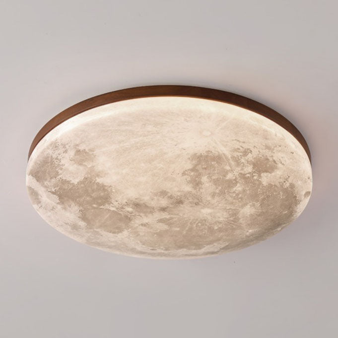 Scandinavian Wood & Pvc Round LED Flush Mount Ceiling Light 1-light