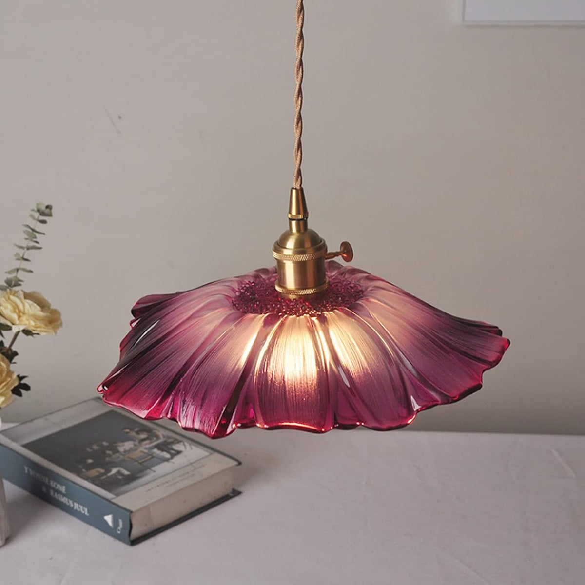 Retro Glass Fluted Shade Pendant Light 1-Light
