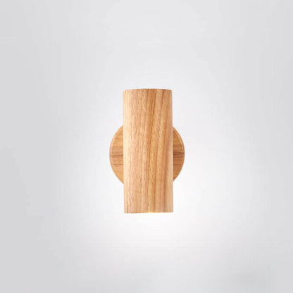 Contemporary Wooden Cylinder LED Wall Light | 1-Light