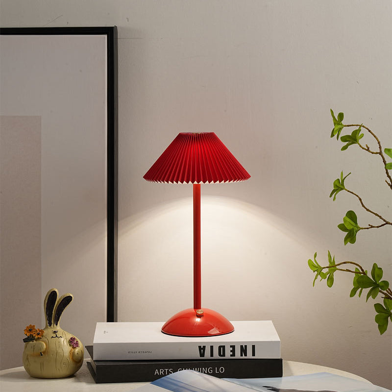 Nordic Brass Pleated Fabric Cone Table Light | 1-Light