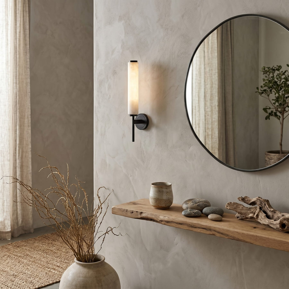 Modern Metal Faux Alabaster Wall Light