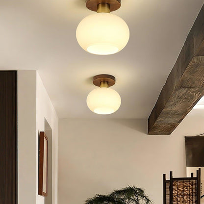 Modern Wood Solid Semi-Flush Ceiling Light 1-Light