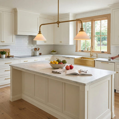 Modern Brass Ceramic Shades Pendant Light 2-Light