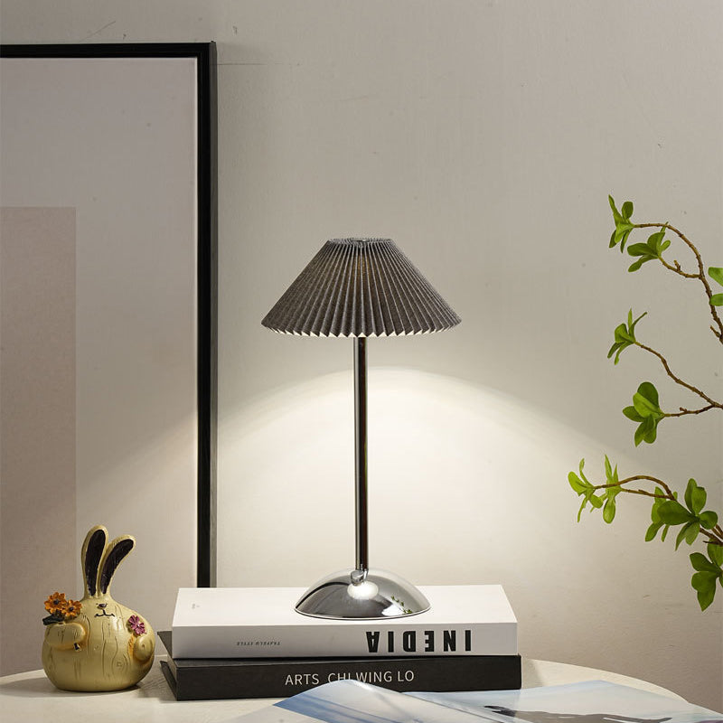 Nordic Brass Pleated Fabric Cone Table Light | 1-Light