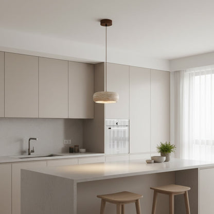 Modern Travertine Dimmable Remote Pendant Light