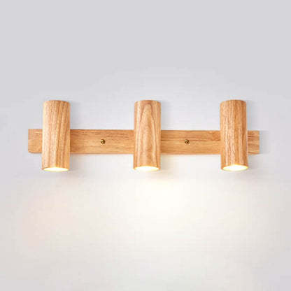 Contemporary Wooden Cylinder LED Wall Light | 1-Light