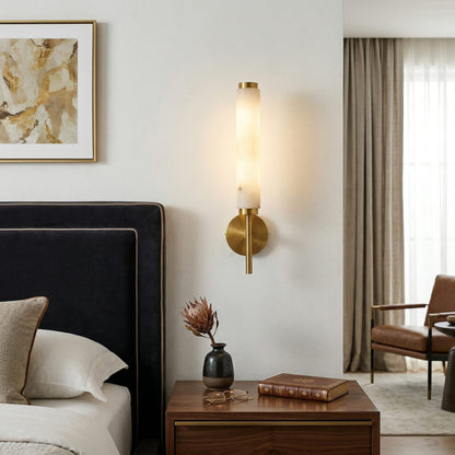 Modern Metal Faux Alabaster Wall Light