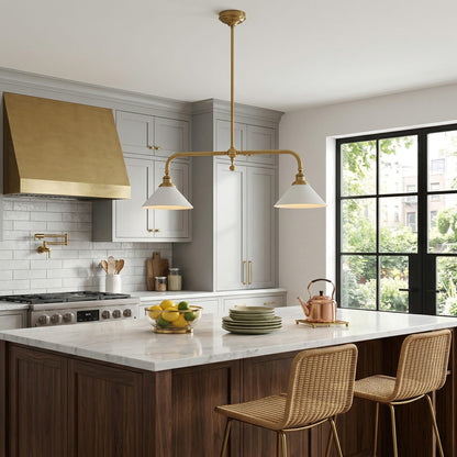 Modern Brass Ceramic Shades Pendant Light 2-Light