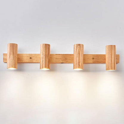 Contemporary Wooden Cylinder LED Wall Light | 1-Light