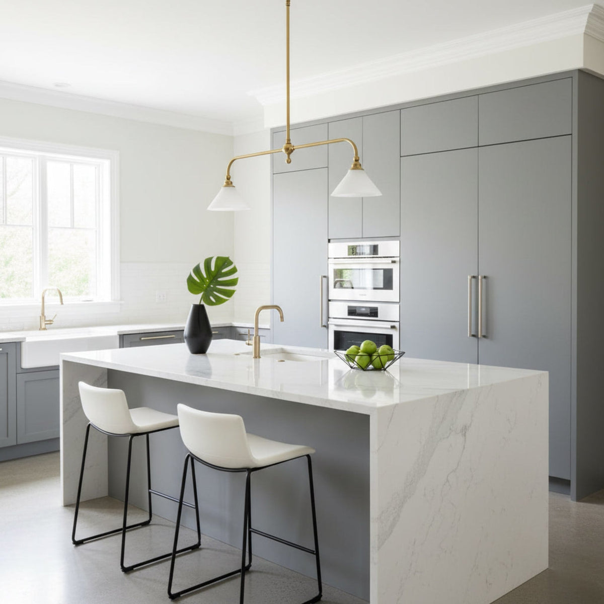 Modern Brass Ceramic Shades Pendant Light 2-Light