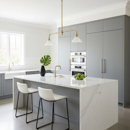 Modern Brass Ceramic Shades Pendant Light 2-Light