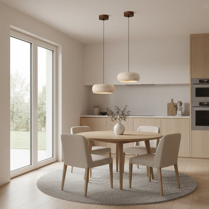 Modern Travertine Dimmable Remote Pendant Light