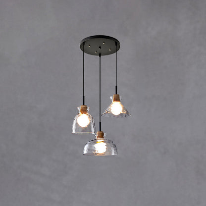 Nordic Rippled Glass and Wood LED Pendant Light | 1-Light