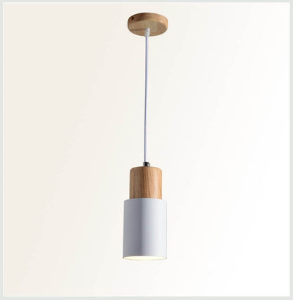 Nordic Wood Cylinder LED 1-Light Pendant Light