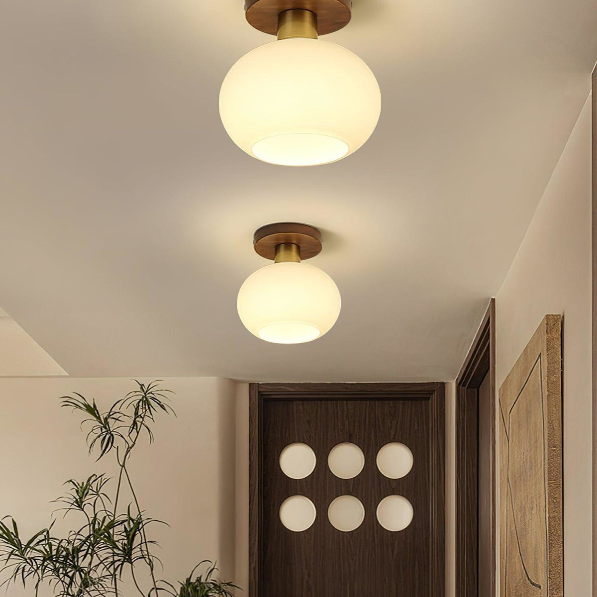 Modern Wood Solid Semi-Flush Ceiling Light 1-Light