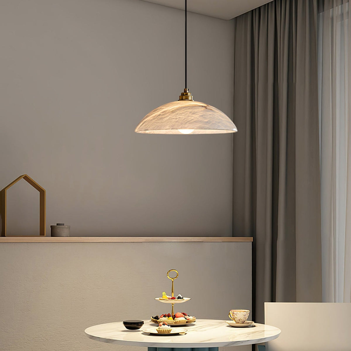 Modern Marble Copper Pendant Light 1-Light