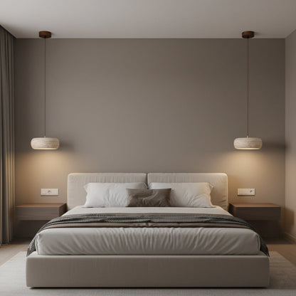 Modern Travertine Dimmable Remote Pendant Light
