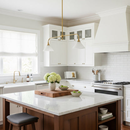 Modern Brass Ceramic Shades Pendant Light 2-Light