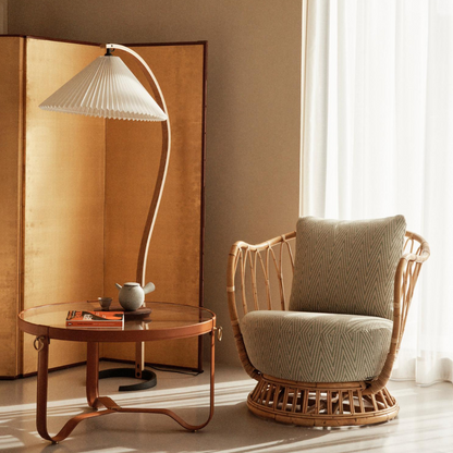 Contemporary Fabric Pleated Shade Floor Lamp 1-Light