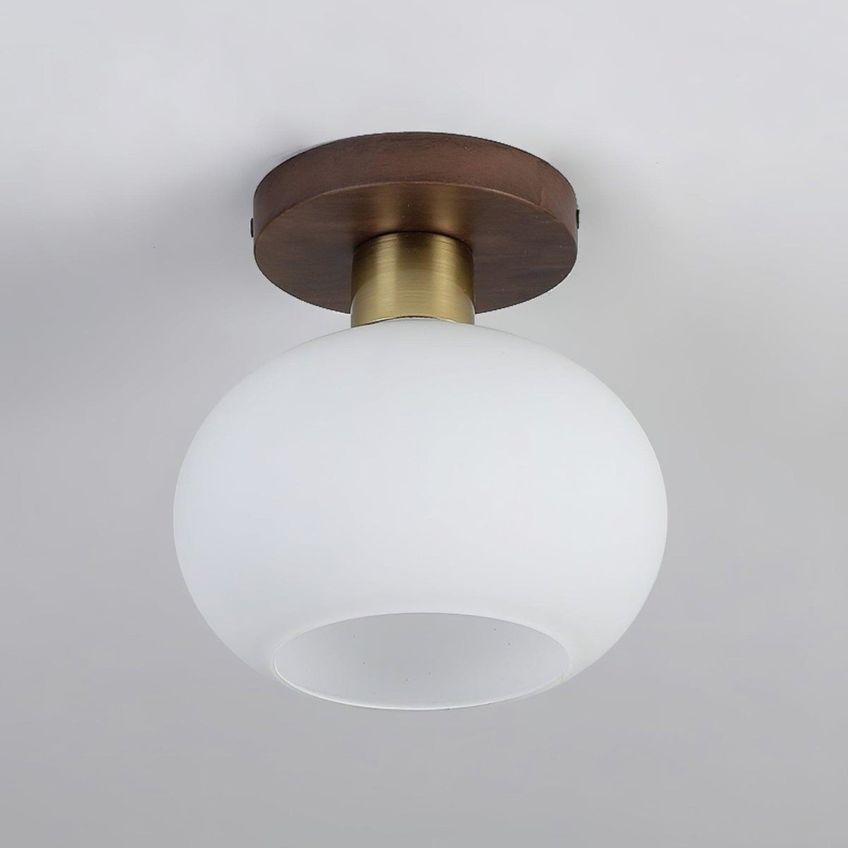 Modern Wood Solid Semi-Flush Ceiling Light 1-Light