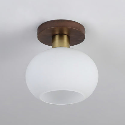 Modern Wood Solid Semi-Flush Ceiling Light 1-Light