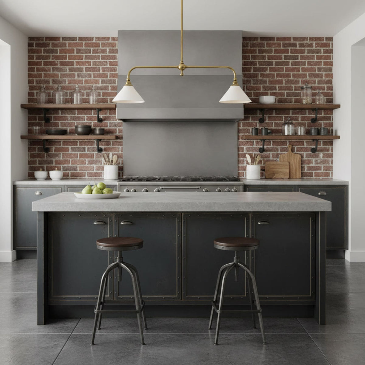 Modern Brass Ceramic Shades Pendant Light 2-Light