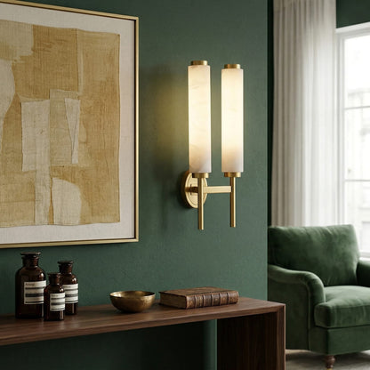 Modern Metal Faux Alabaster Wall Light