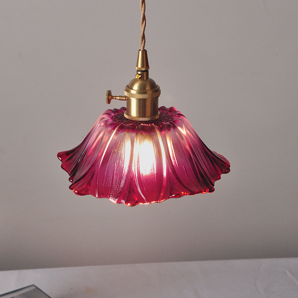 Retro Glass Fluted Shade Pendant Light 1-Light