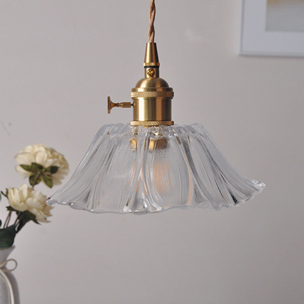 Retro Glass Fluted Shade Pendant Light 1-Light