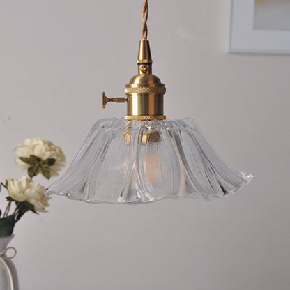Retro Glass Fluted Shade Pendant Light 1-Light