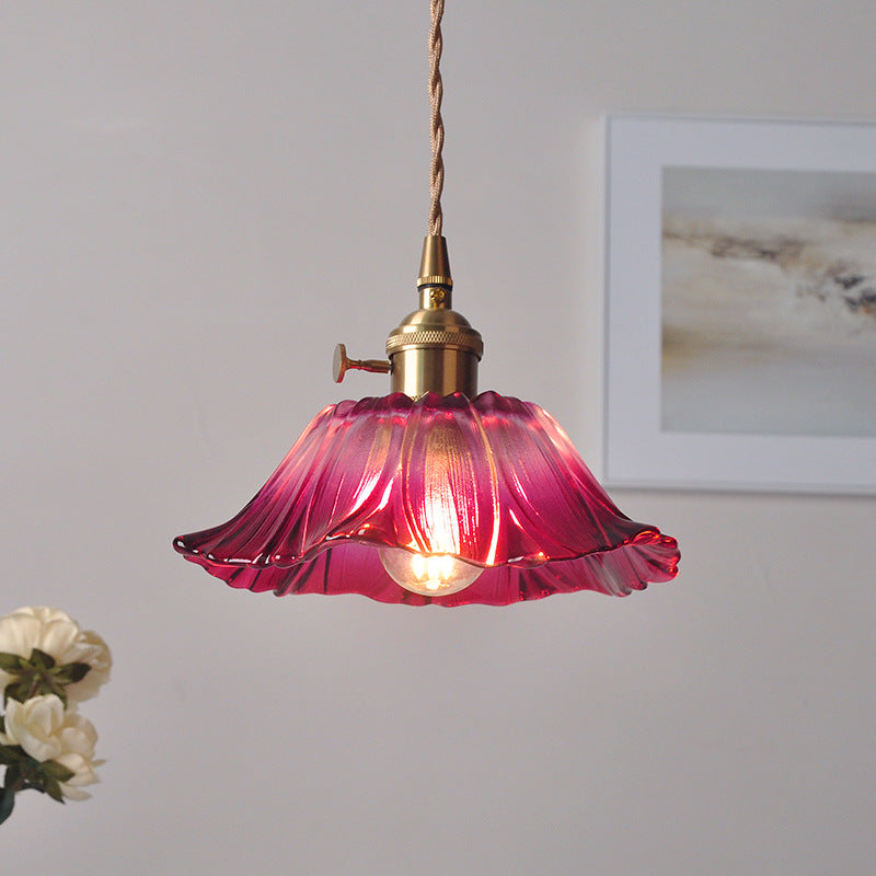Retro Glass Fluted Shade Pendant Light 1-Light