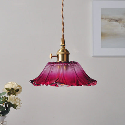 Retro Glass Fluted Shade Pendant Light 1-Light
