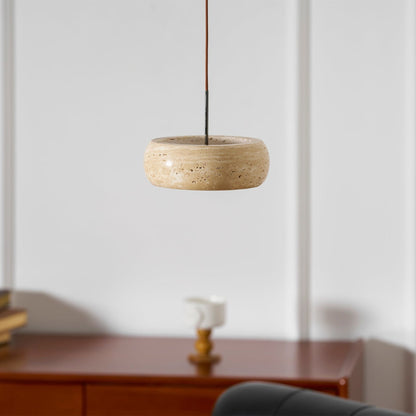 Modern Travertine Dimmable Remote Pendant Light