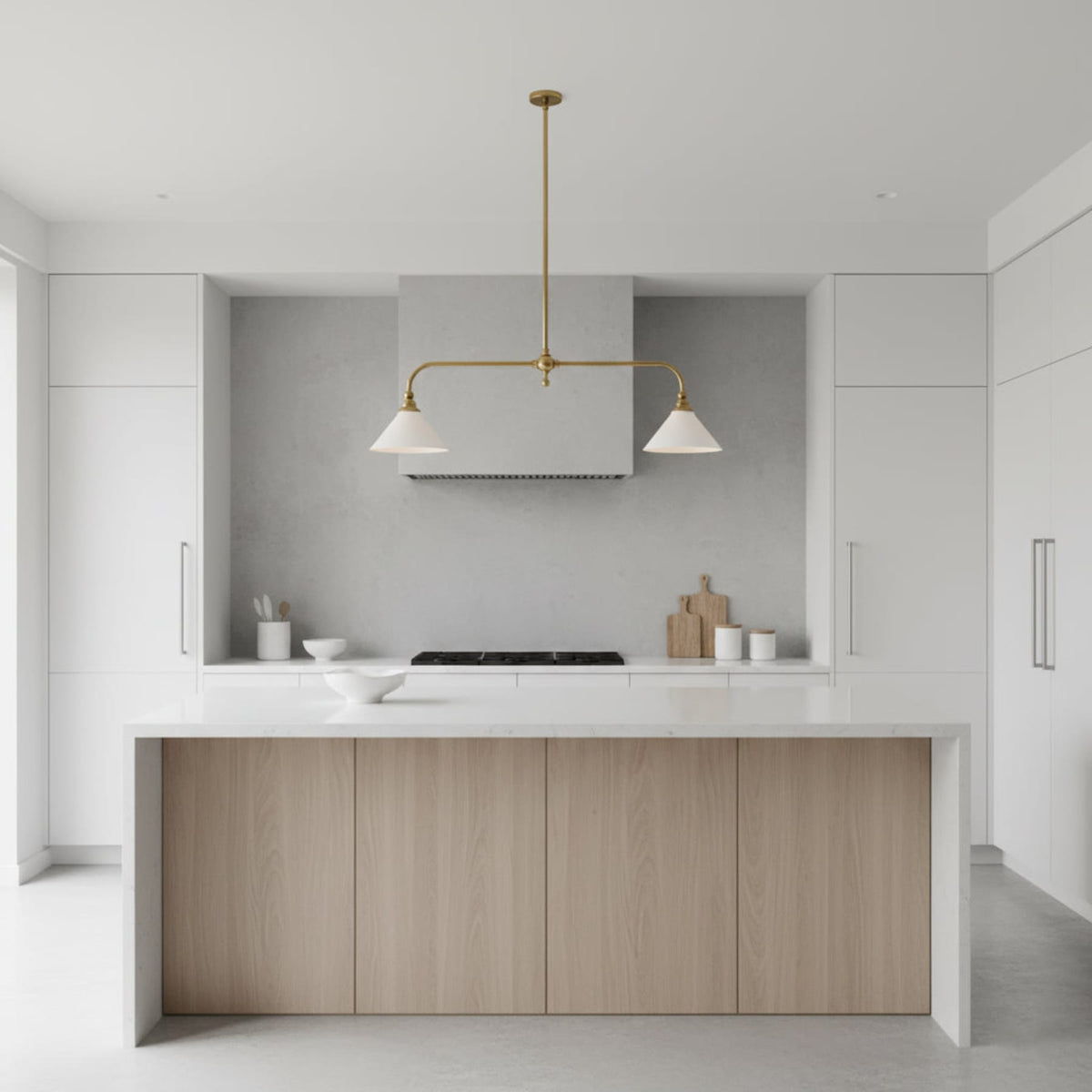 Modern Brass Ceramic Shades Pendant Light 2-Light