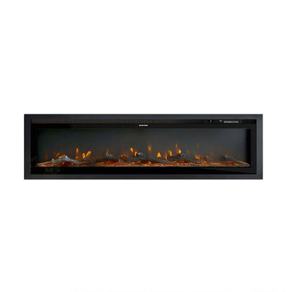 Slim Wall Mounted Electric Fireplace 40/50/60 Inch – 12 Flame Colours, Thermostat & Remote Control