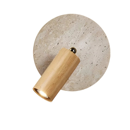 Contemporary Travertine Wood Rotatable Wall Sconce LED 1-Light
