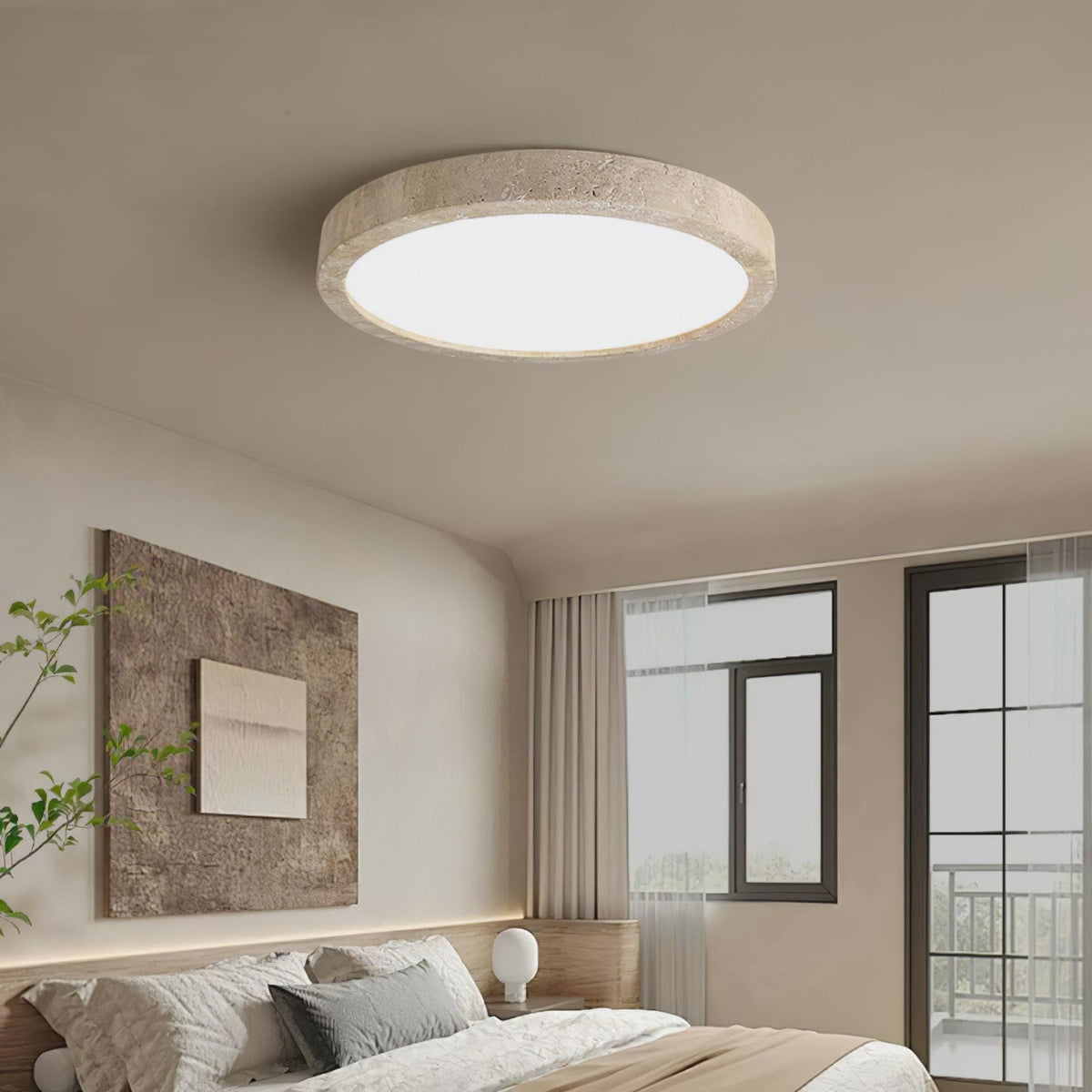 Modern Travertine Slim Profile Ceiling Light 1-Light