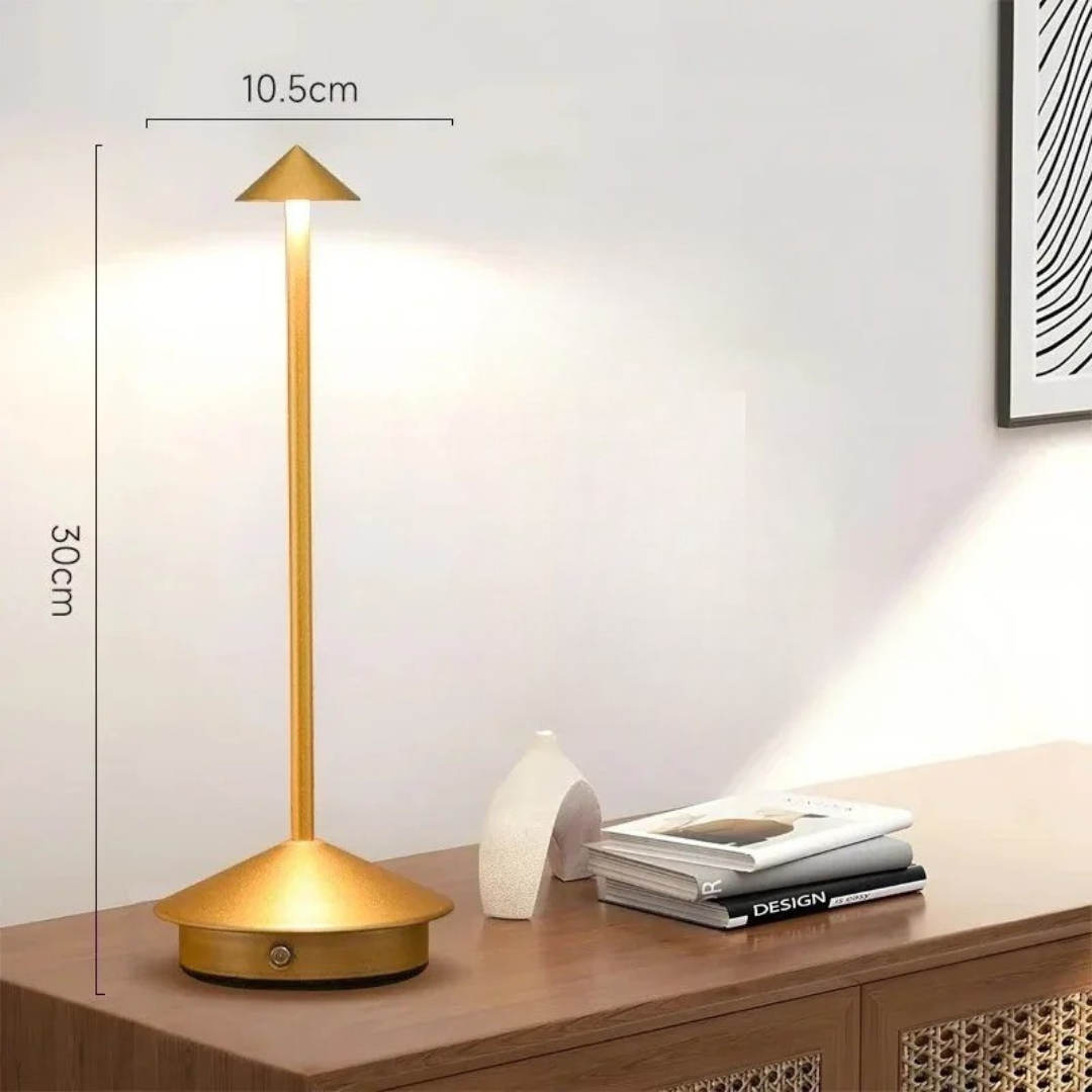 Contemporary Aluminium Cone LED Rechargeable Table Lamp 1-Light