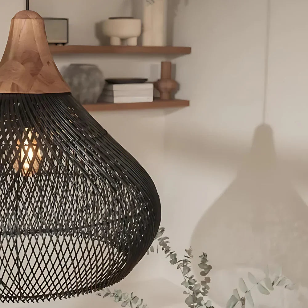 Bohemian Rattan Hand-Woven Dome Pendant Light 1-Light