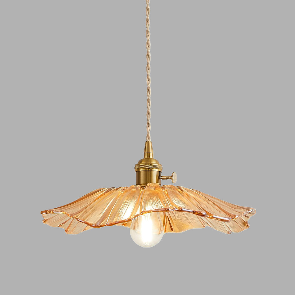 Retro Glass Fluted Shade Pendant Light 1-Light