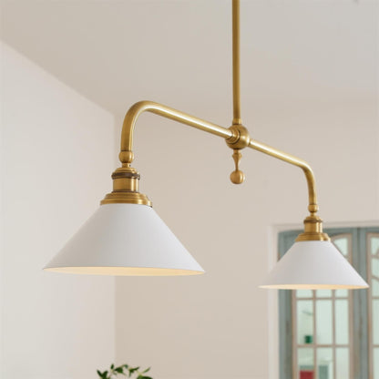 Modern Brass Ceramic Shades Pendant Light 2-Light