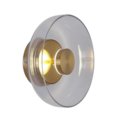Minimal Brass & Glass Round Wall Sconce LED 1-Light