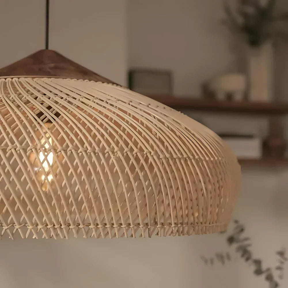 Bohemian Rattan Woven Dome Pendant Light 1-Light