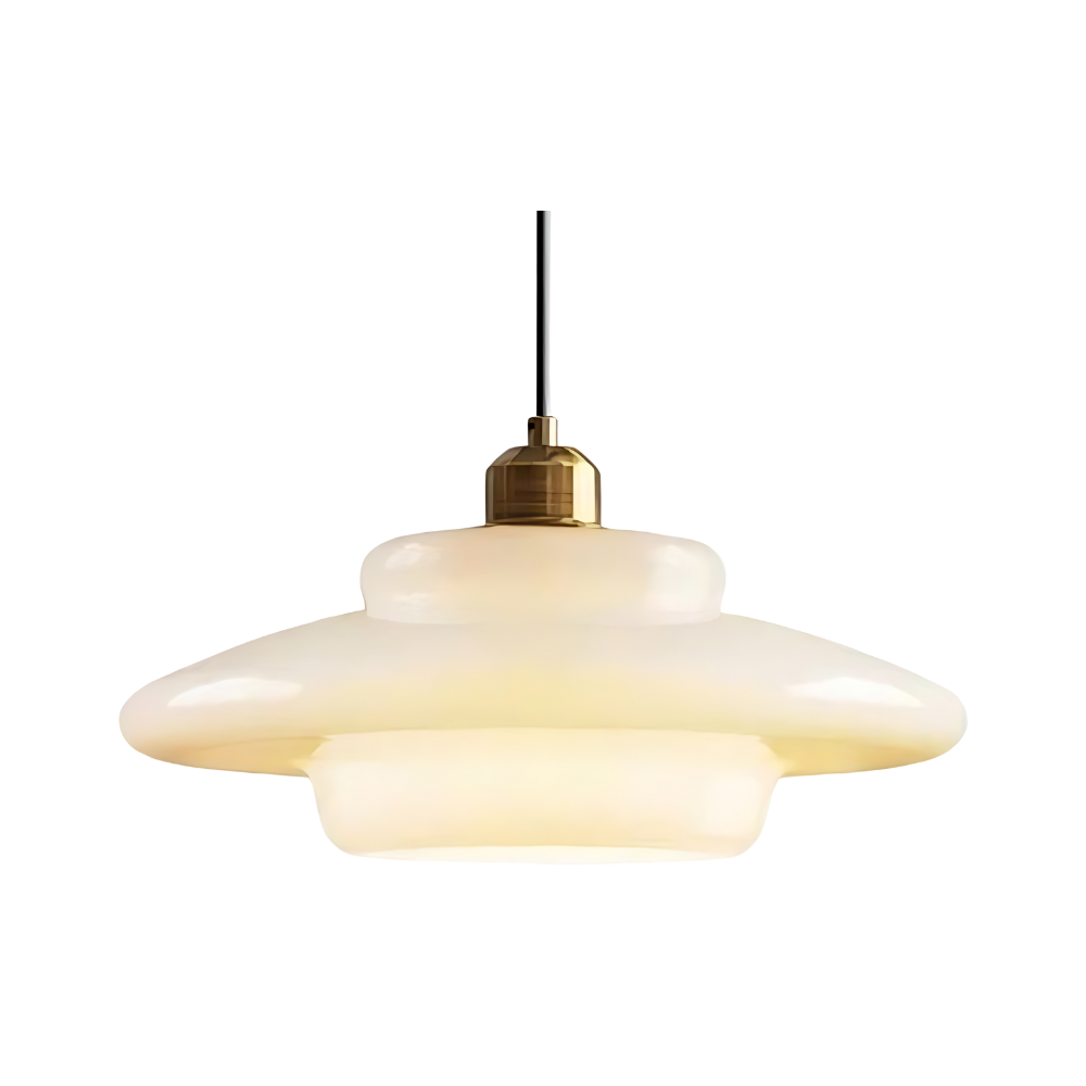 Art Deco Brass Dome Shade Pendant Light 1-Light