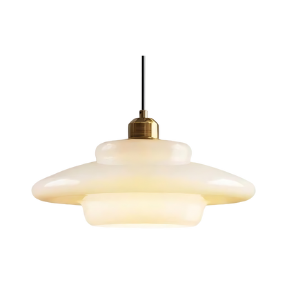 Art Deco Brass Dome Shade Pendant Light 1-Light